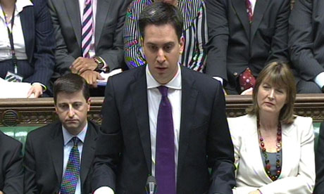 Ed Miliband during prime minister's questions in the House of Commons