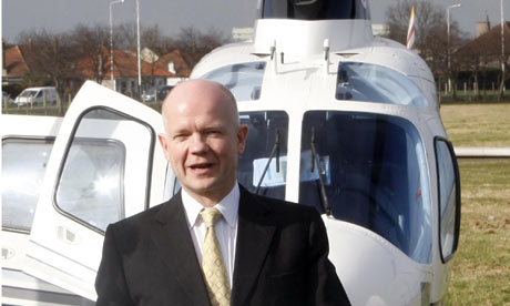 William Hague on his helicopter tour of Scotland today