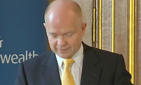 William Hague makes a statement at the Foreign Office