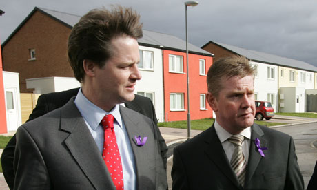 Nick Clegg with Warren Bradley during a visit to a social housing project in Liverpool in 2008