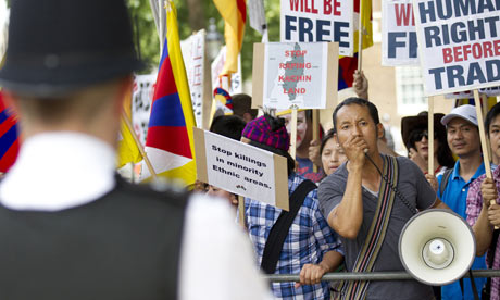Protesters demonstrate against Chinese involvement in Tibet