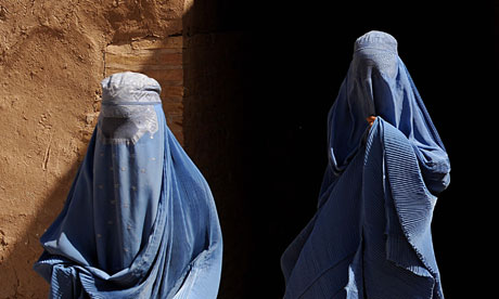 Burqa-clad Afghan women