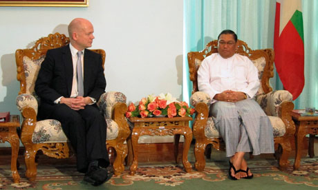 William Hague holds talks with Burma's foreign minister Wunna, Maung Wunna, in Naypyitaw