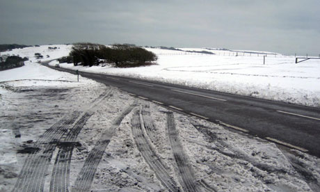 Snow on Beachy Head in East Sussex