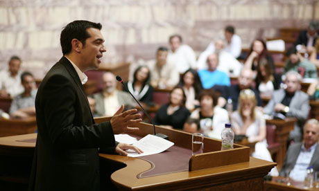 Alexis Tsipras in the Greek parliament