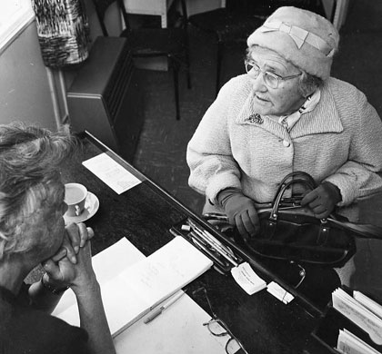 Citizens Advice at 70: A pensioner seeks advice at a Citizens Advice Bureau in the 1950s