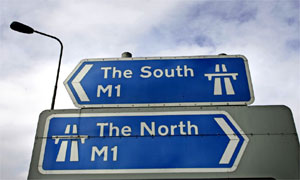 North and south road signs