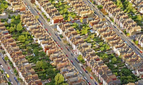 Aerial view of suburban residential housing in London. Photograph: Jason Hawkes/Getty Images