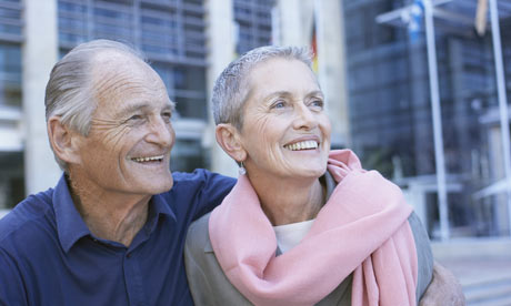 Smiling older couple