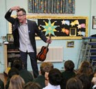 Poet John Hegley visiting Foulds School in High Barnet