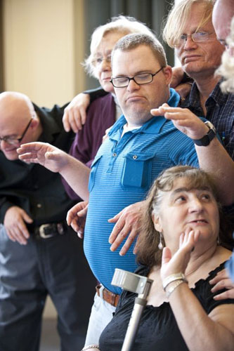 Learning disabled actors: The Spare Tyre theatre company in rehearsal for Feeble Minds June 2009