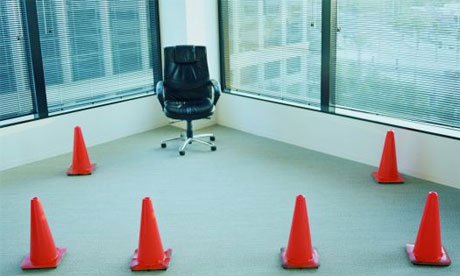 Empty office and cones