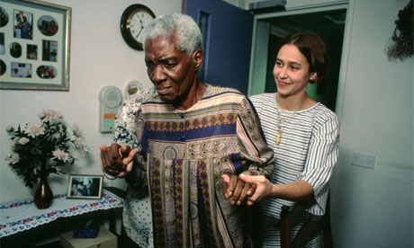 Care assistant with elderly resident