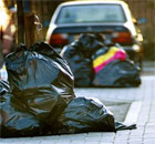 Enfield project: the environment. Uncollected rubbish in bin bags
