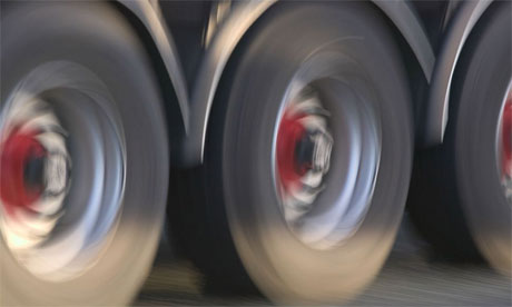 Lorry wheels in motion