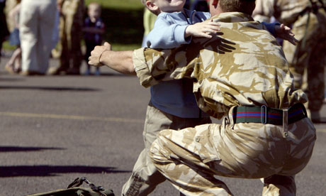 Child and British soldier