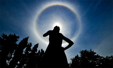 South Africans were surprised to see a rainbow wrapped around the sun