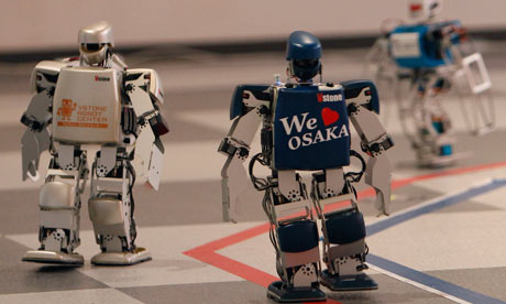 Robots on finish line