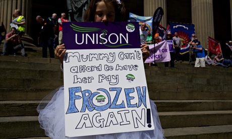 A protest about public sector pay, pensions and working conditions in July 2014. 