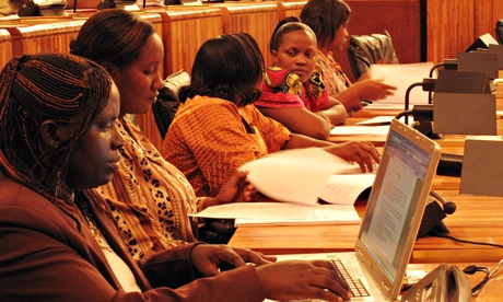 Rwanda's parliament is the first in the world where women hold a majority, making up 64% of MPs