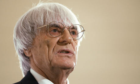 Formula 1 supremo Bernie Ecclestone speaks at a news conference in London