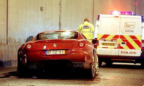 Cristiano Ronaldo Cars on Rear View Of Cristiano Ronaldo S Car After His Crash With A Roadside