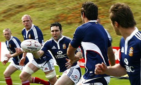 Stephen Jones in action during Lions training