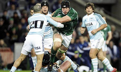 Stephen Ferris playing for Ireland against Argentina