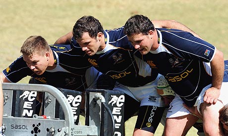 The South Africa squad train ahead of their clash with the Lions