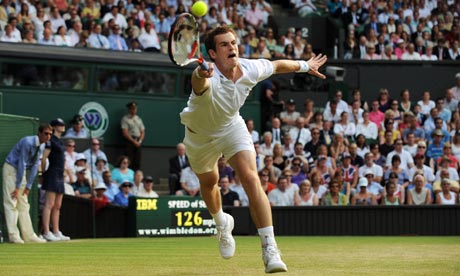 andy murray wimbledon. Andy Murray in full flight.