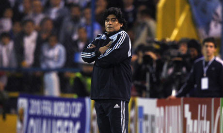 Diego Maradona watches as Argentina lose 3-1 to Brazil