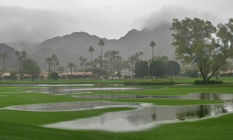 Heavy rainfall floods the ninth fairway on Thursday at La Quinta Country Club