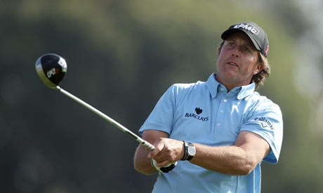 Phil Mickelson tees off