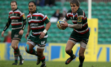 Toby Flood, right, scored all 21 of Leicester's points in the victory over Bath at Welford Road.