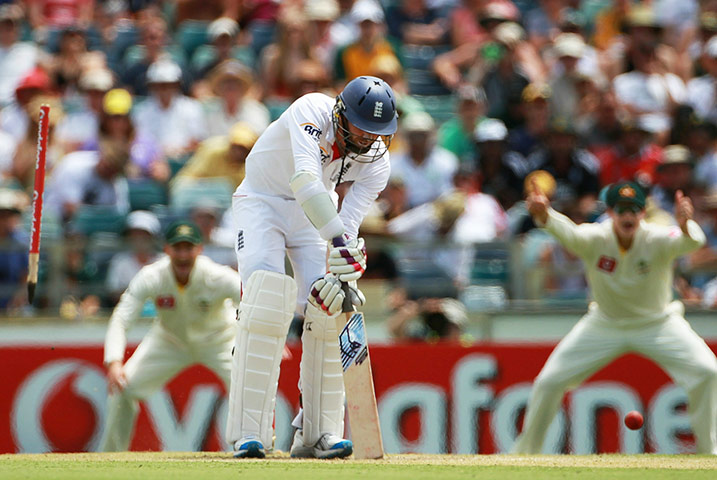 Ashes 2010: Jimmy Anderson is bowled by Ryan Harris