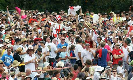 The Barmy Army make themselves heard at the Adelaide Oval