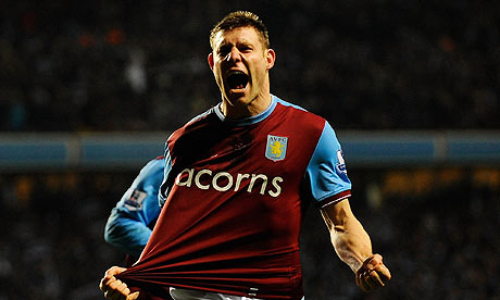 James Milner celebrates scoring for Aston Villa against Blackburn