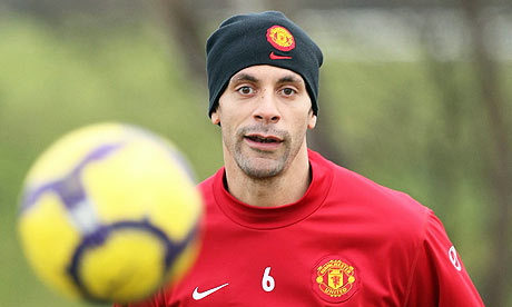 Rio Ferdinand in training for Manchester United today