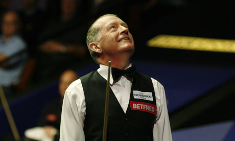 Steve Davis celebrates beating Mark King at the Crucible