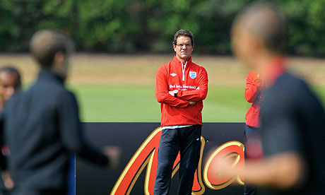 Fabio Capello watches on as England train ahead of their friendly match against Hungary at Wembley