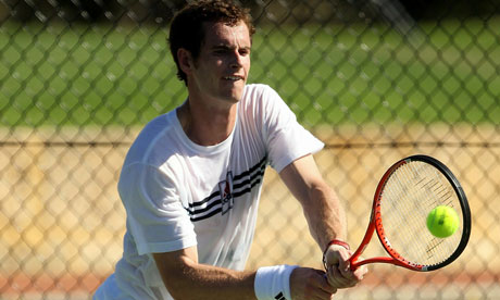 andy murray tennis serve. Andy Murray practises in Perth