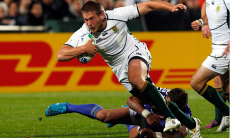 Frans Steyn suffered a shoulder injury in South Africa's win over Samoa at the Rugby World Cup.