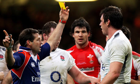 Alain Rolland sends Louis Deacon sin bin