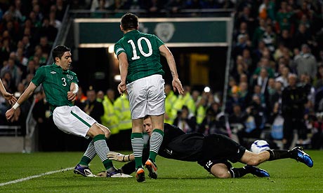 Ireland's Stephen Ward scores against Estonia