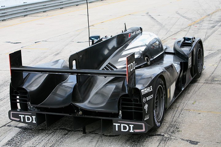 Audi R18 Testing: Rear view shot of the Audi R18
