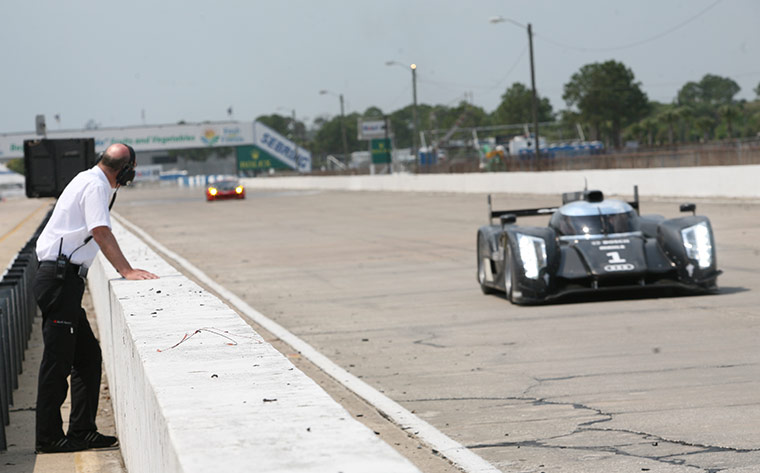 Audi R18 Testing: Audi team boss Dr Wolfgang Ullrich keeps an eye on the Audi R18