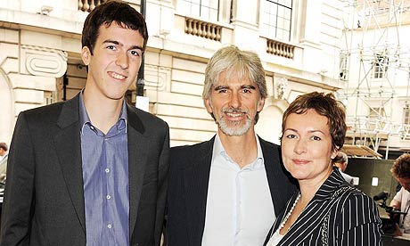 Damon Hill the 1996 F1 world champion along his son Joshua and wife 