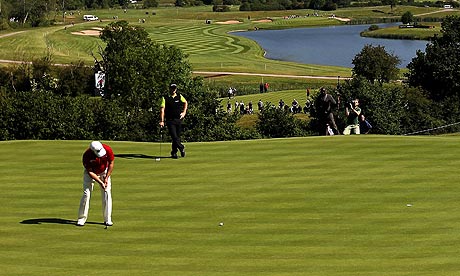 graeme mcdowell twitter. Graeme McDowell putts on the 17th green while his playing partner and Ryder Cup team-mate Peter Hanson looks on. Photograph: David Davies/PA