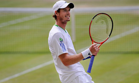 Andy Murray celebrates breaking serve in the third set in his victory over Feliciano López