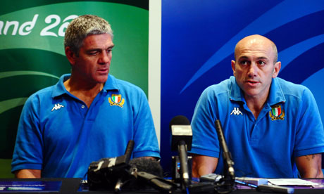 Italy's coach Nick Mallett, left, will leave the Azzurri after four years in charge
